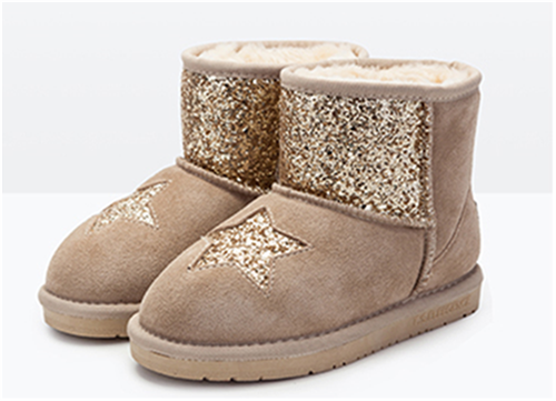 Children Fashion Sheepskin/Fake fur Snow Boot Winter shoes Water-Resistant PU GLOSSY