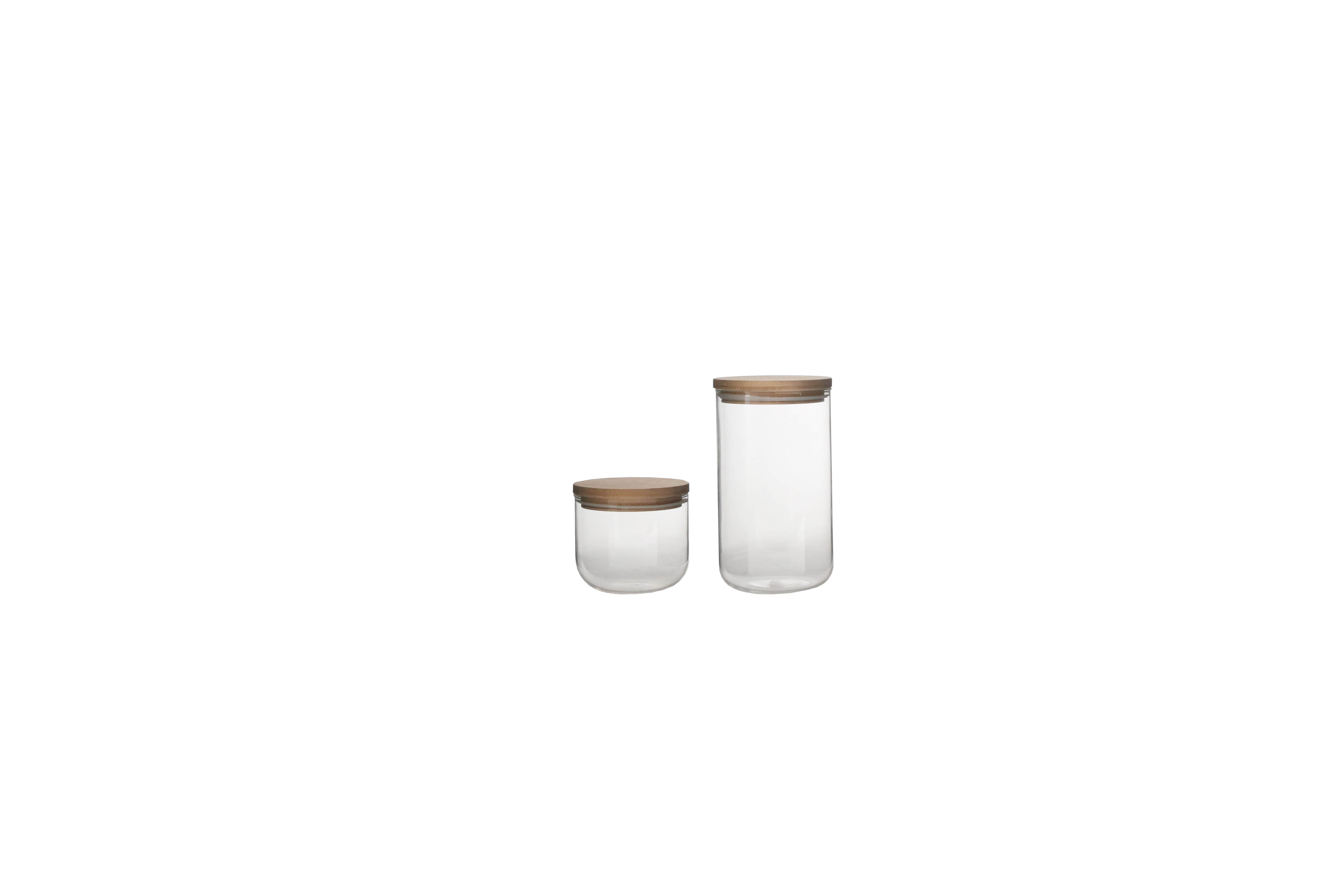 150ml/300ml MINI BOROSILICATE GLASS CANISTER;BAMBOO LID;ACACIA LID;KITCHEN;DINING;GLASSWARE