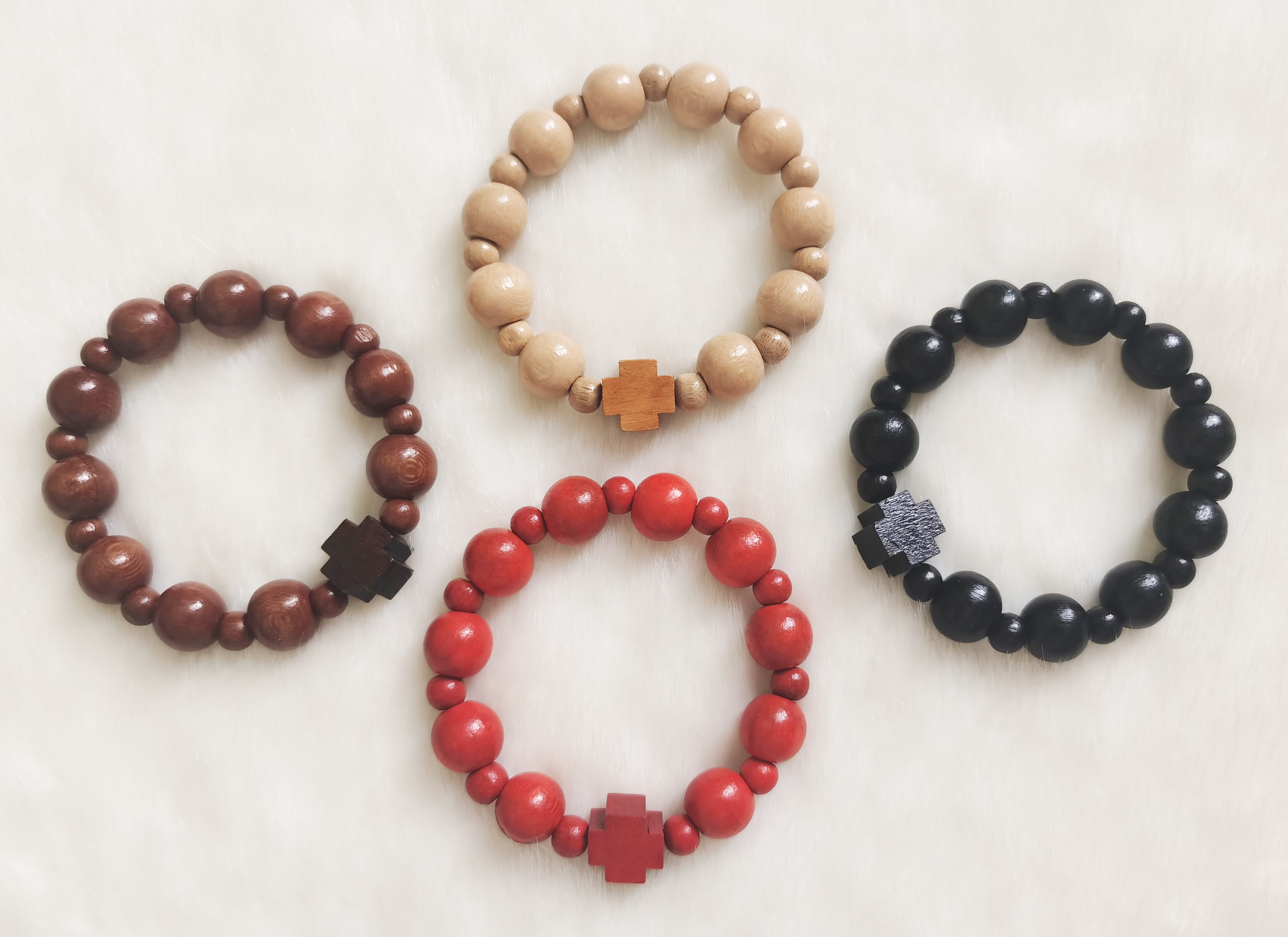 Factory Supplier Fashional Hot popular Latest Design High Quality Christian Religious Wood Bead Rosary Bracelet