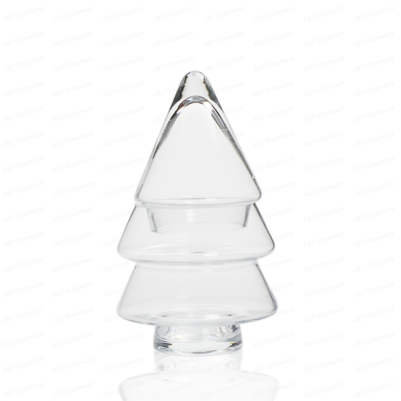 Christmas tree shaped glass storage jar glass container with lid