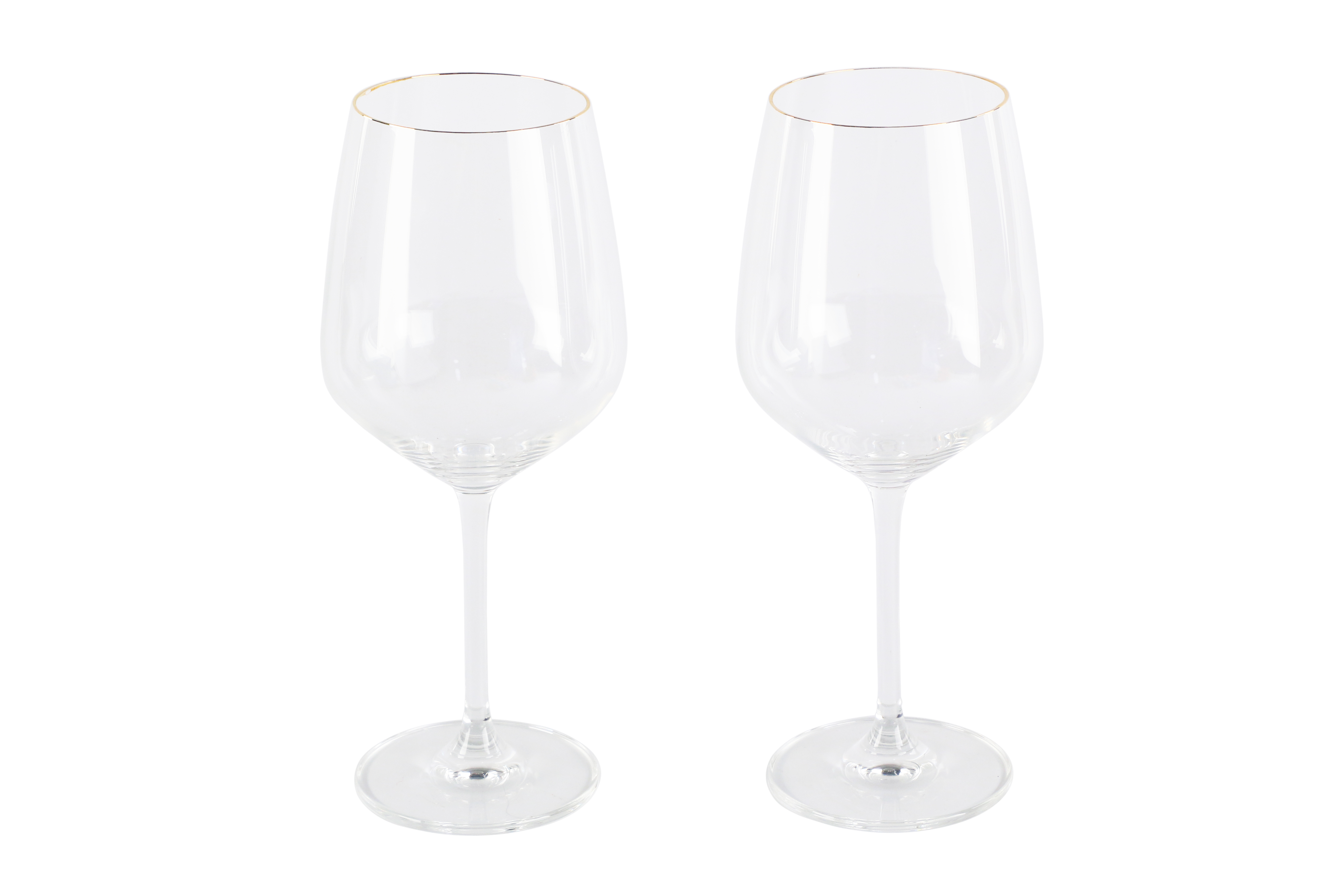Red wine glasses with gold rim