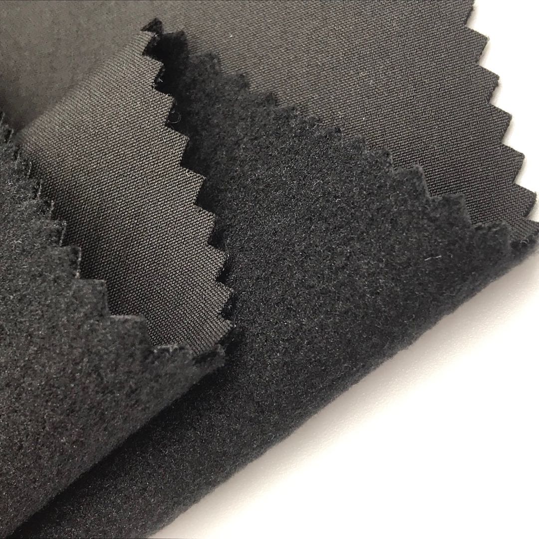High fastness four way stretch bonded TPU polar fleece softshell fabric