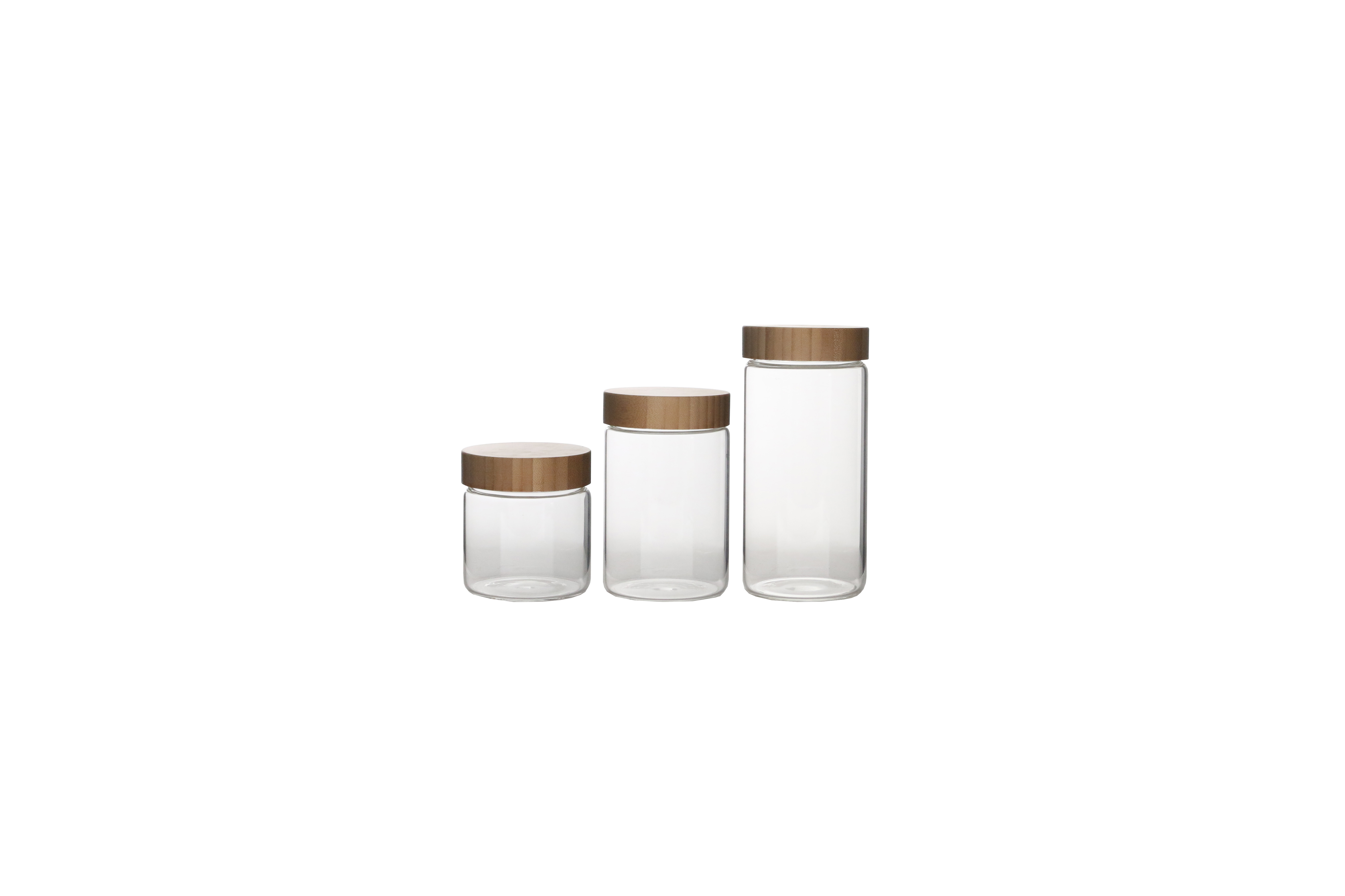 Borosilicate Glass Canister;storage Jar;bamboo Lid;acacia Lid;kitchen;dining;glassware