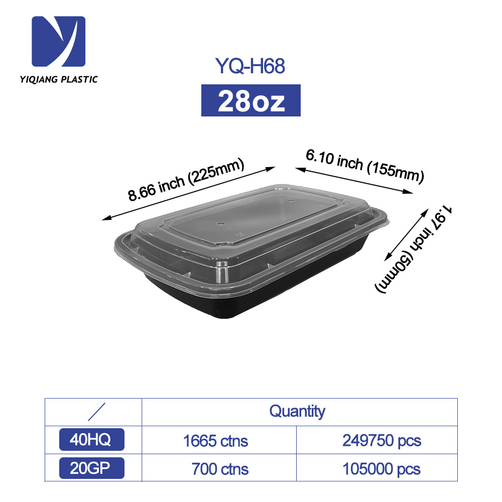 Disposable Plastic Lunch Box / Microwave Safe Stackable Takeaway Meal Prep Food Container With Lid