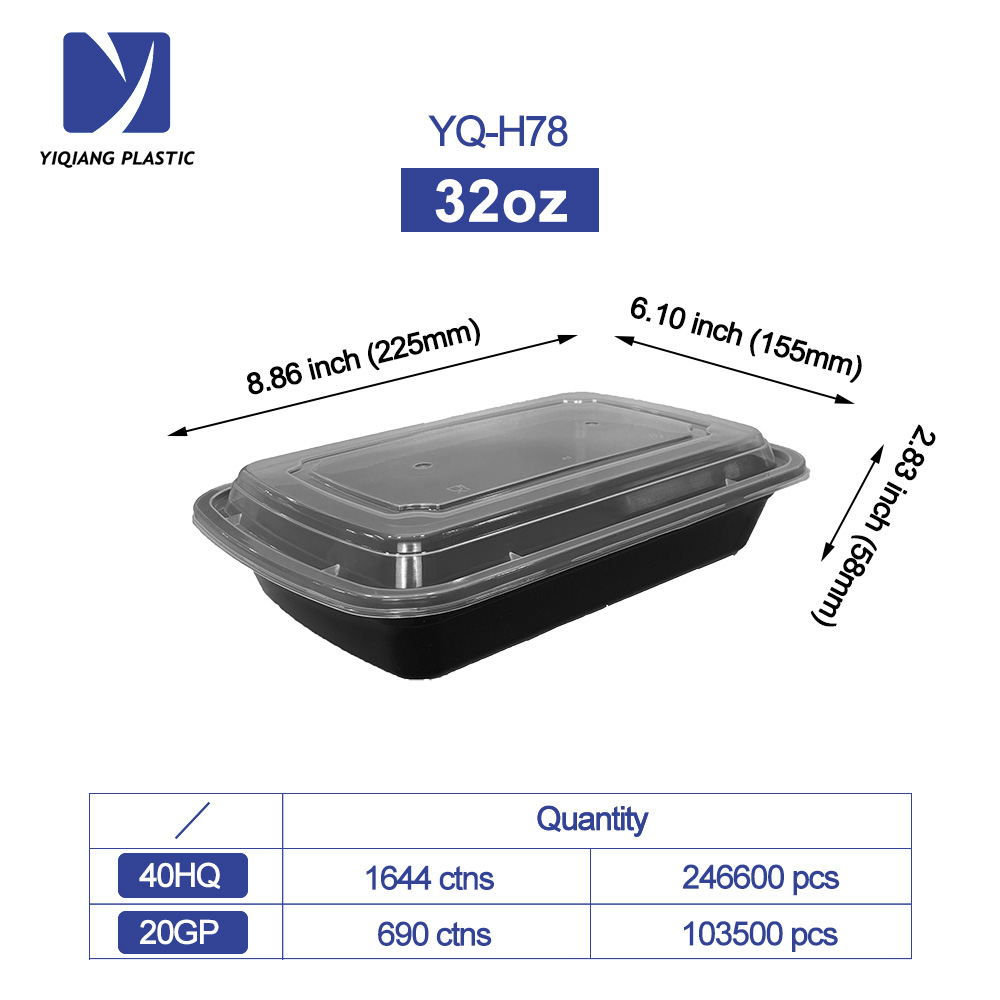Disposable Plastic Lunch Box / Microwave Safe Stackable Takeaway Meal Prep Food Container With Lid