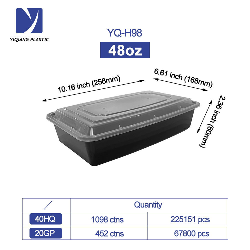 Disposable Plastic Lunch Box, Microwave Safe, Stackable, with Lid