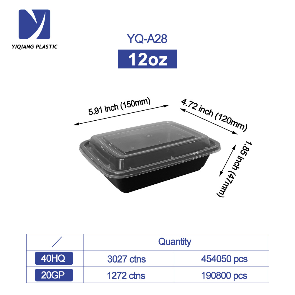 Yiqiang Manufacturer 1 Compartment Disposable Plastic Food Meal Prep Containers,Lunch Box With Lids