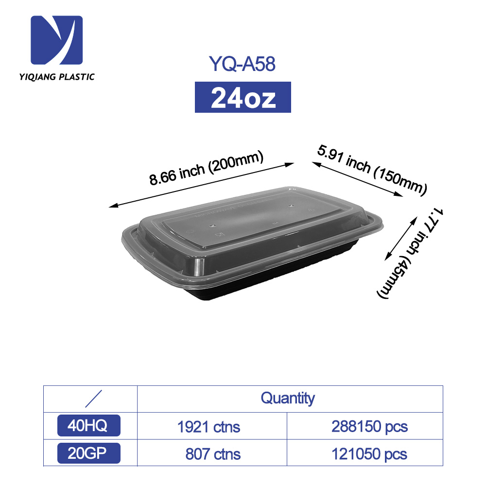 China Canton Fair Yiqiang A58 Disposable Plastic Takeaway Microwavable One Compartment Bento Lunch Food Container Box Manufacturer