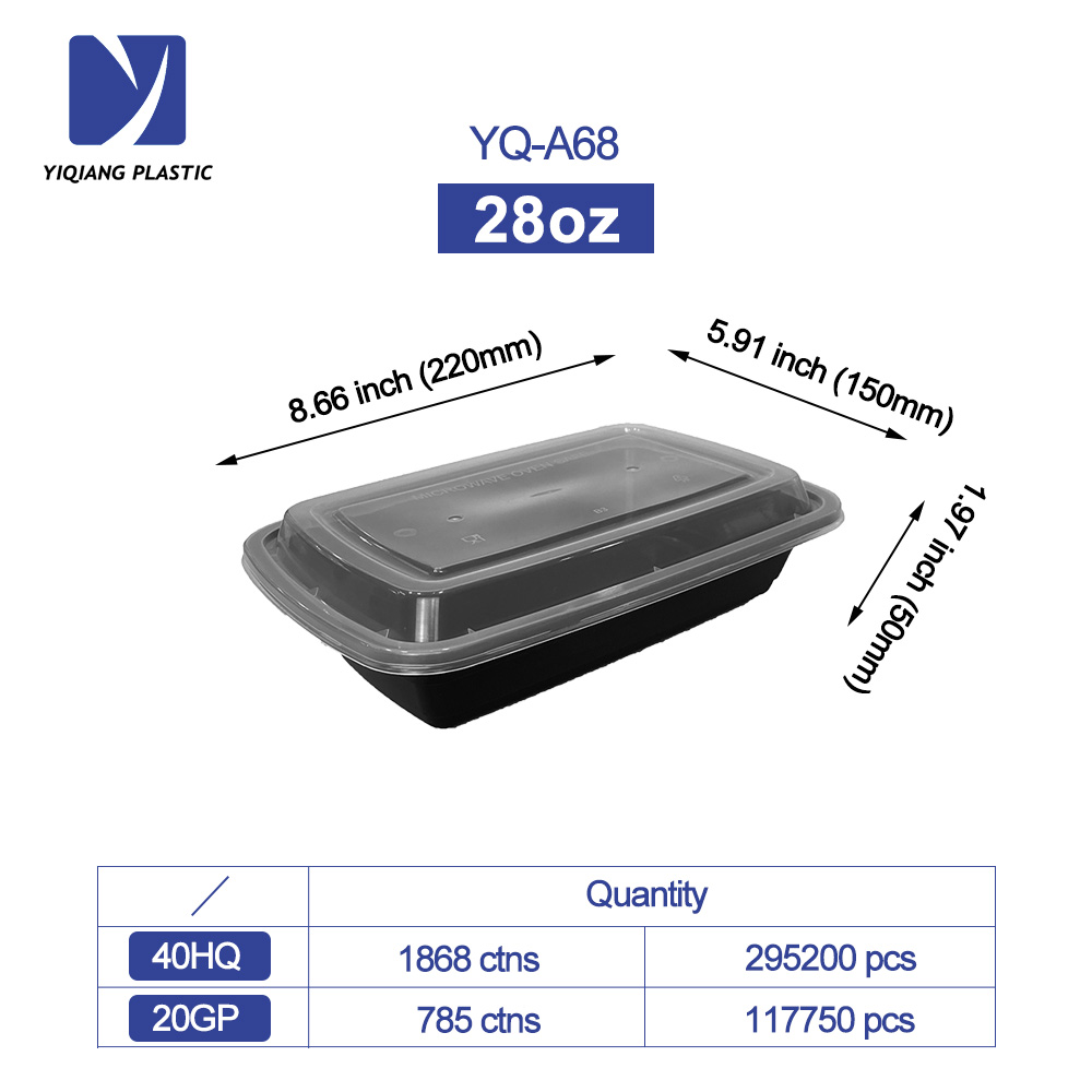 Yiqiang Manufacturer 1 Compartment Disposable Plastic Food Meal Prep Containers,Lunch Box With Lids