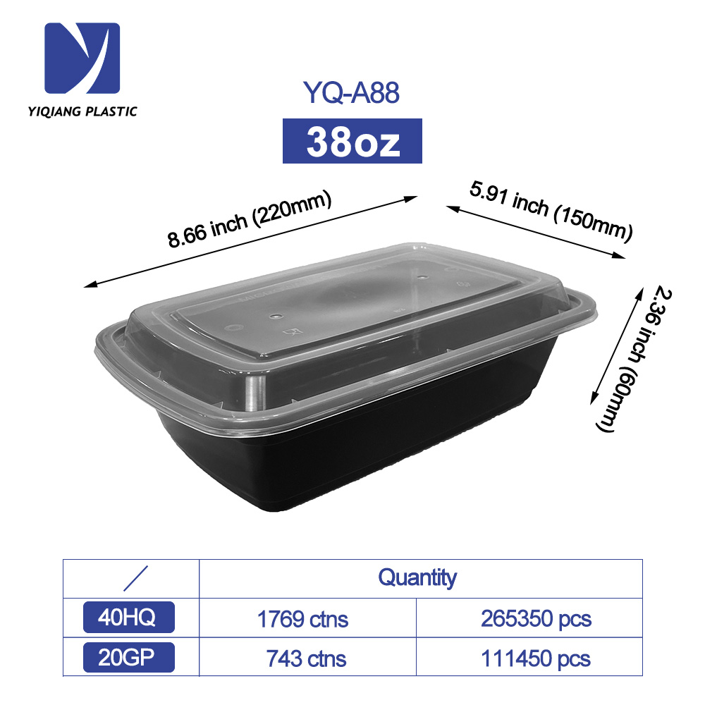 Yiqiang Manufacturer 1 Compartment Disposable Plastic Food Meal Prep Containers,Lunch Box With Lids