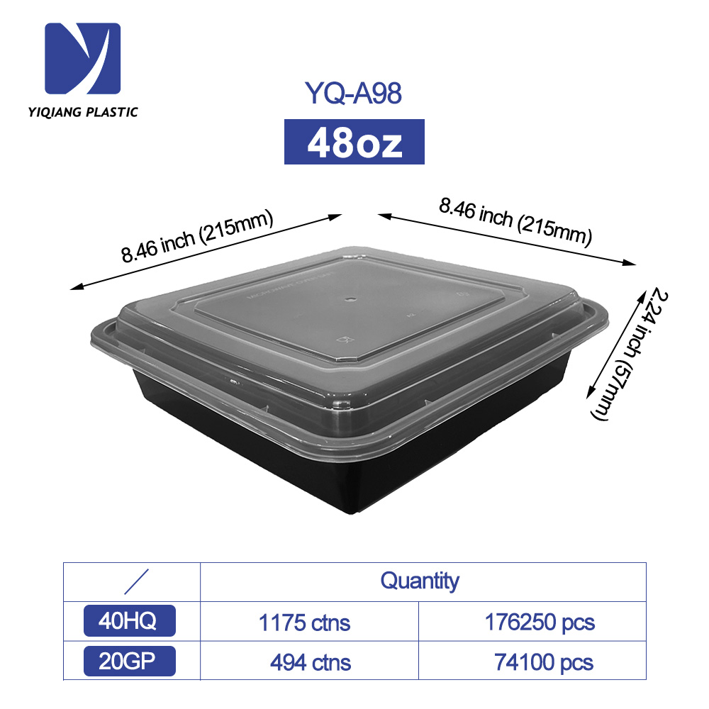 Yiqiang Manufacturer 1 Compartment Disposable Plastic Food Meal Prep Containers,Lunch Box With Lids