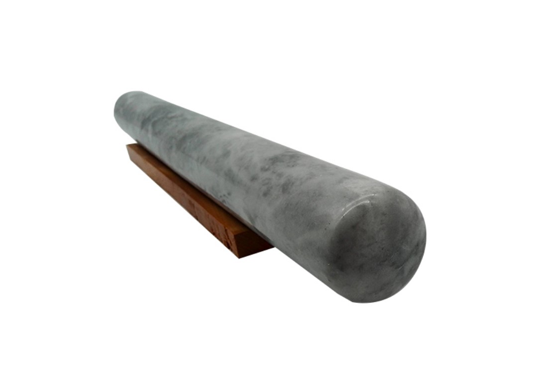 Polished Marble Stone Rolling Pin Color Grey With Wooden Cradle