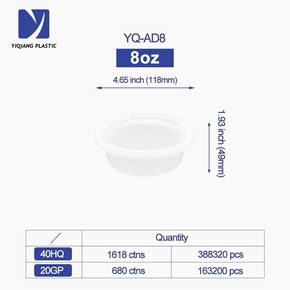 Yiqiang Manufacturer Disposable Plastic Round Commercial Deli Food Storage Containers with Lids