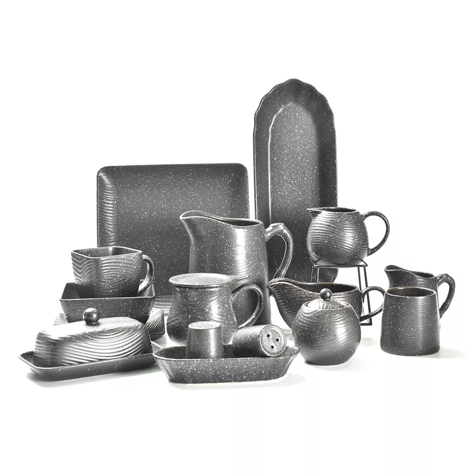Ocean of Star Amazon ceramic dinner set plates matte black dinnerware