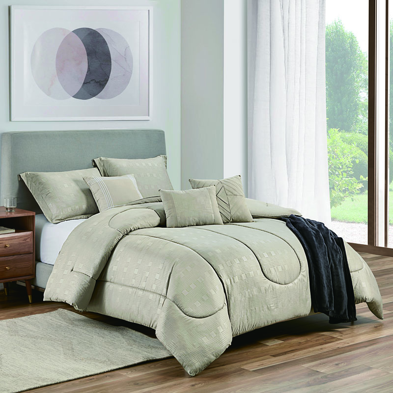 75gsm Solid Embossed MF 7pc Comforter Set