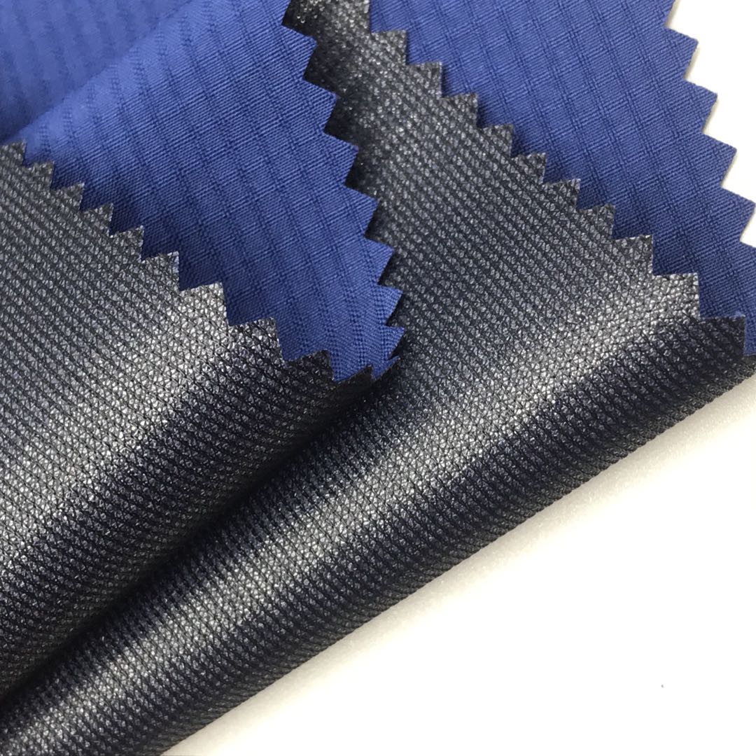 semi-dull ripstop dewspo bonded PU tricot three layers fabric for outdoor jacket