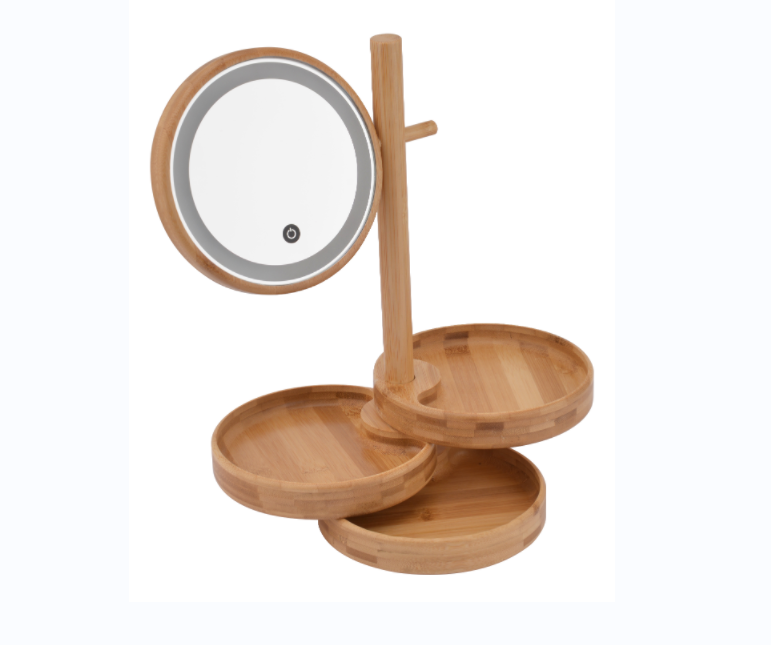 Z631 LED Bamboo Table Mirror with Tray