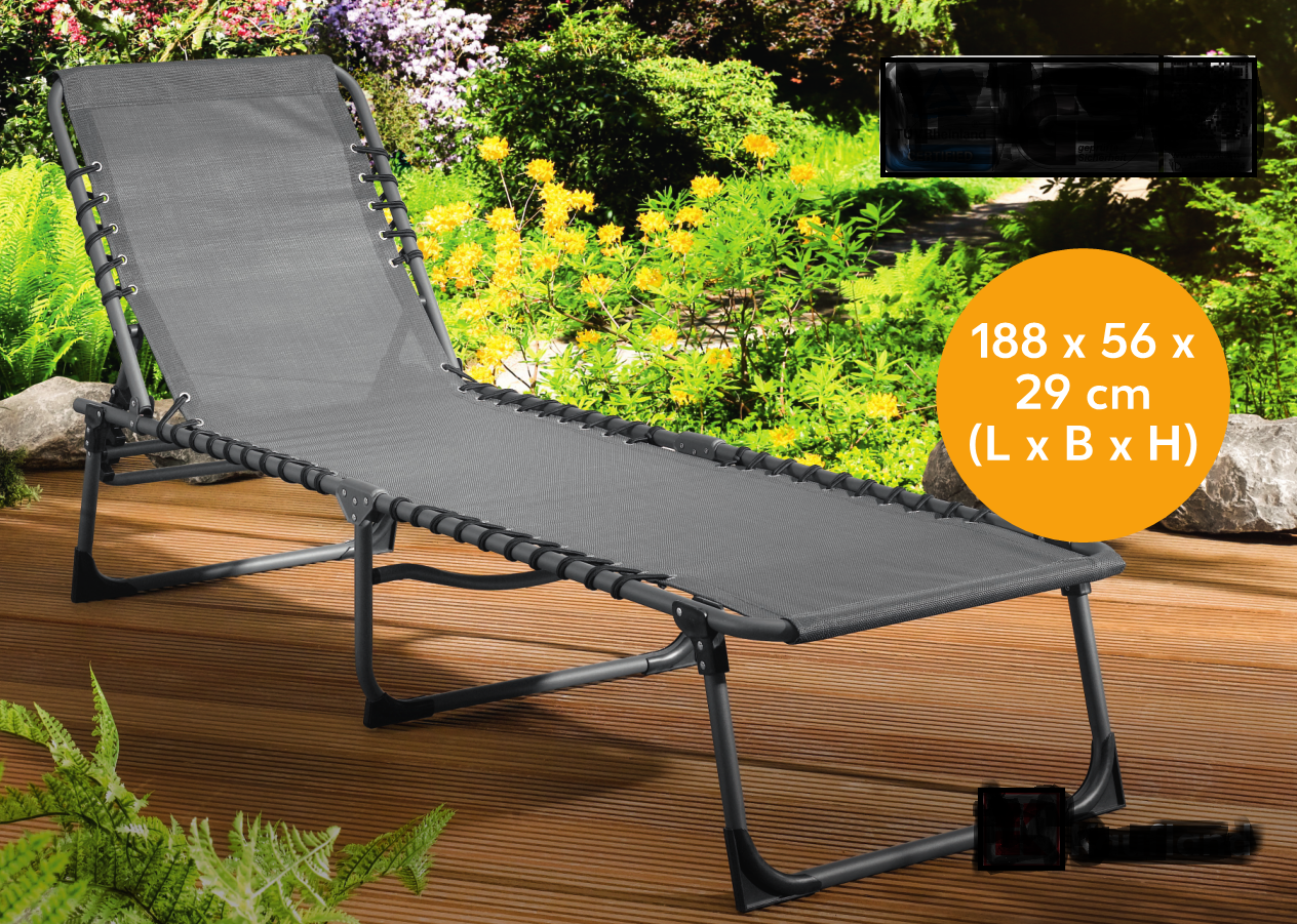 Folding Sunlounger Camping Bed Recliner Garden Chairs 4-position Adjustable Backrest