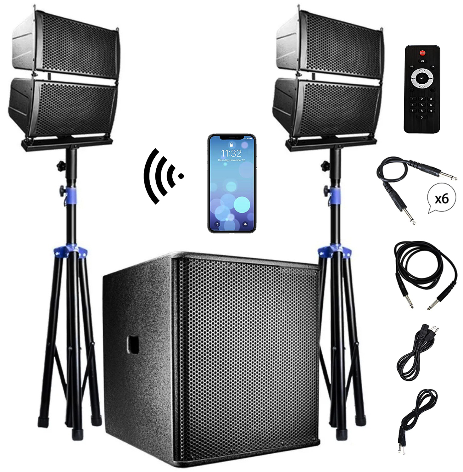 2000Watts 18 inch Powered 2.1 CH Tower Bluetooth Loudspeaker KARAOKE PARTY system