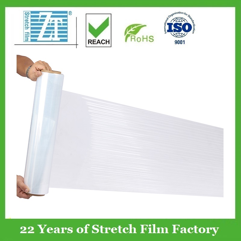 300% Cling Plastic Stretch Film Wrap 18 Inch Cellophane LLdpe Pre Shrink Pallet Wrap For Packing
