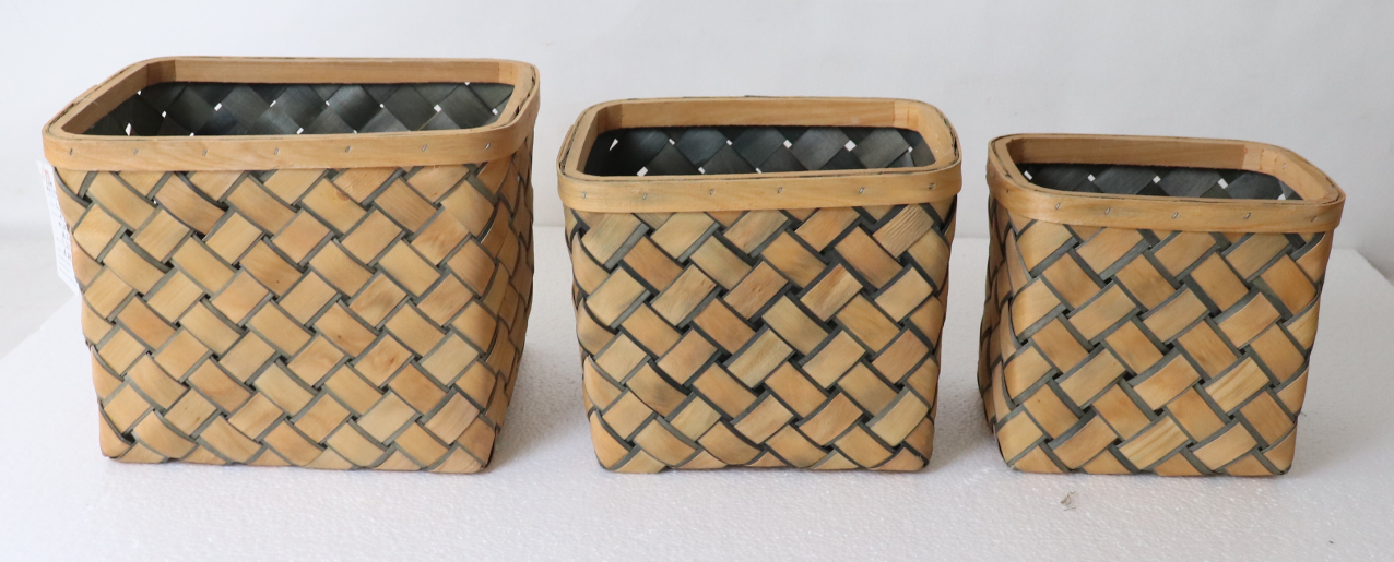 zhengheshun wooden chip set 3 basket for kitchen