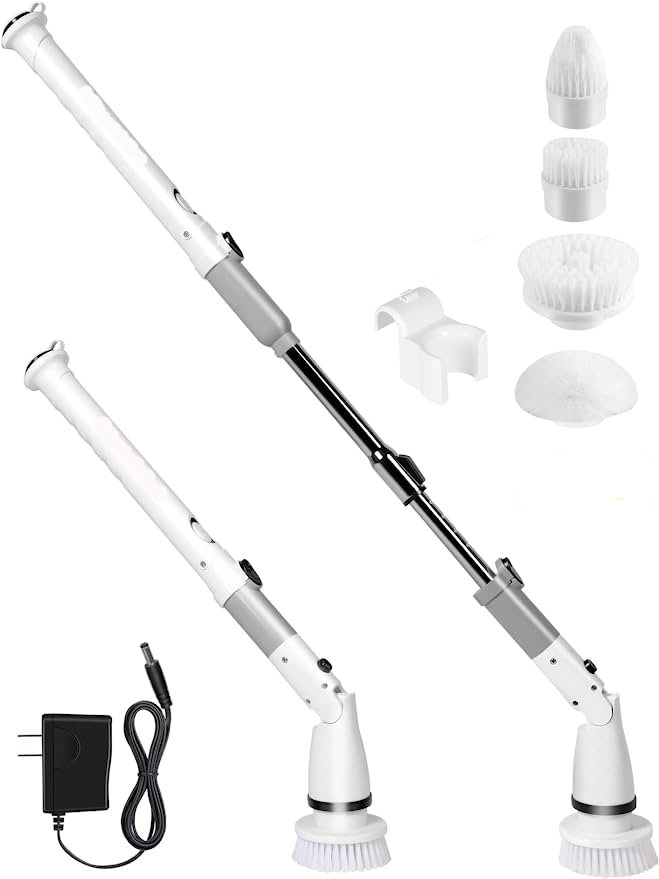 Electric Spin Scrubber - 330rpm Cordless Electric Scrubber for Bathroom， 4 Replaceable Brush Heads,