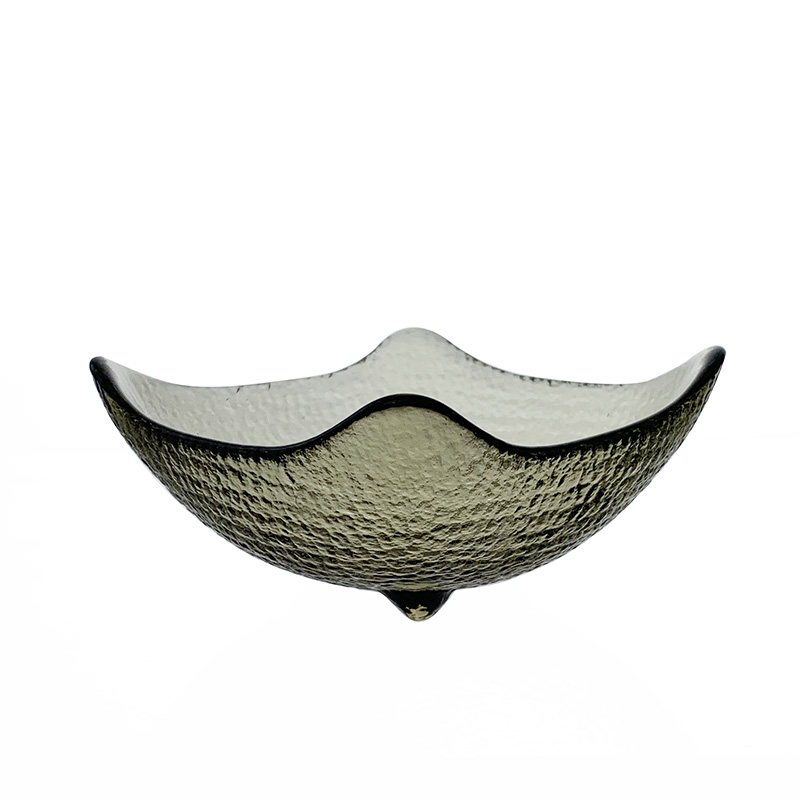 Household crystal smoky gray colored glass bowl desert salad dish tray for daily use