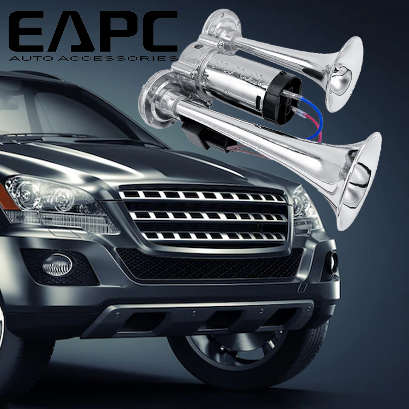 Dual air horn with compressor