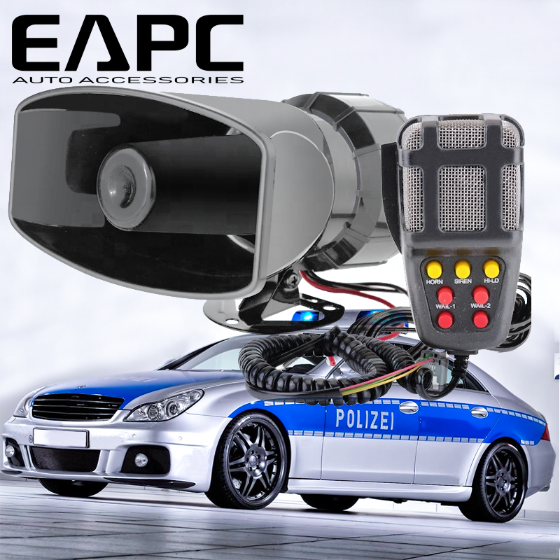 100W 7 Tone Car Truck Siren Emergency Sounds Electric Horn with Mic