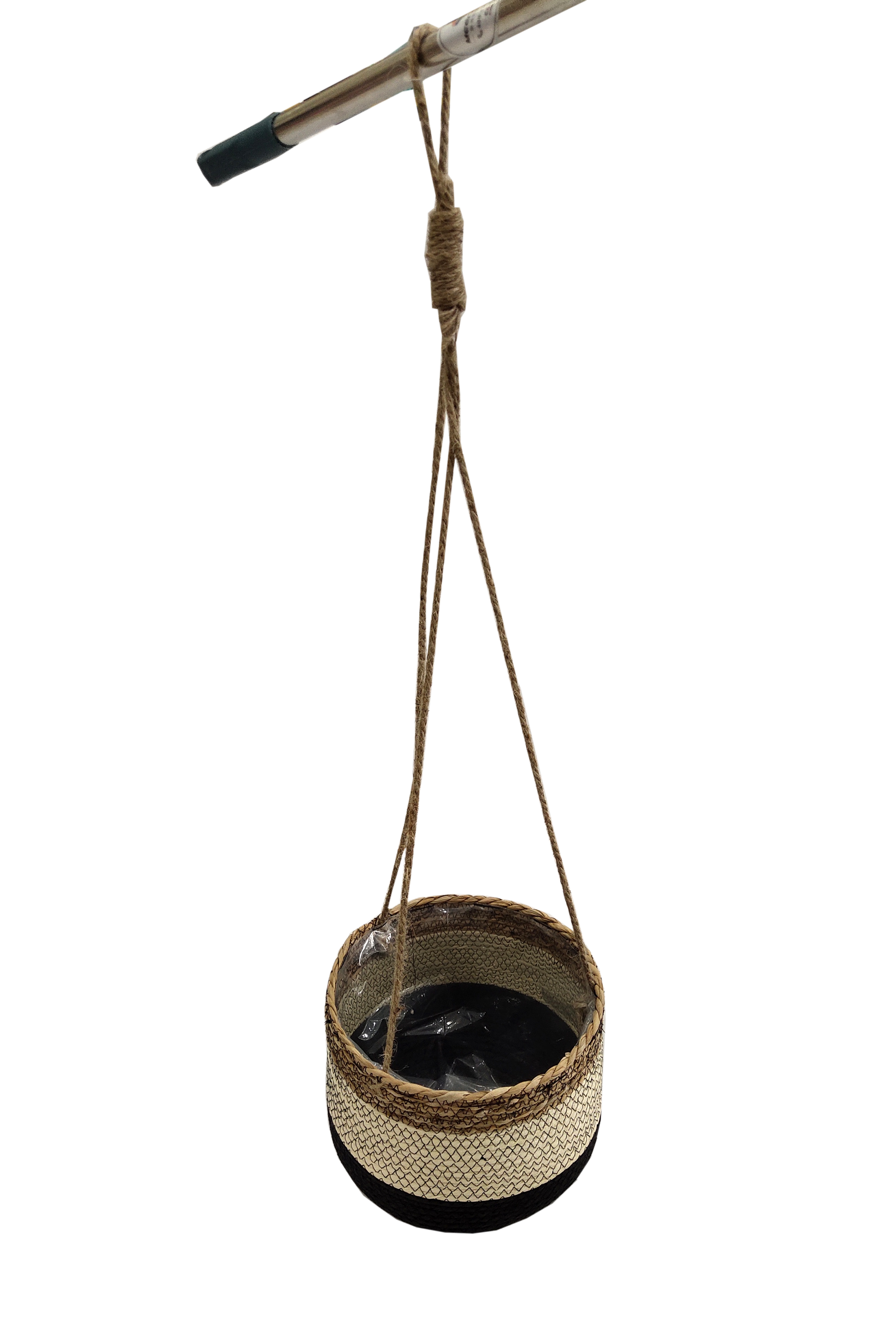 Cattail and paper mixed hanging basekts