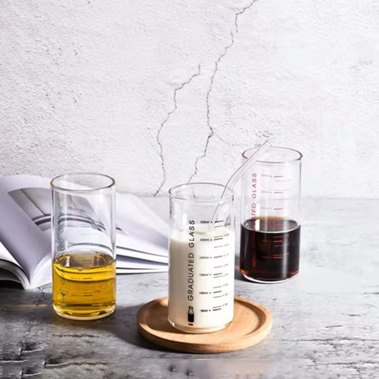 Glass Water Bottle with a Scale