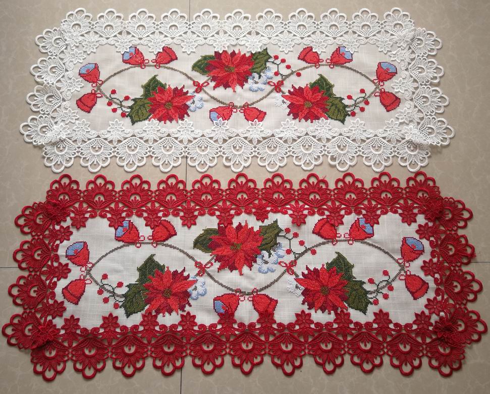 X Stitch Embroidered Linen Tablecloth
