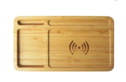 Square Bamboo Wireless Charger With Storage Holder ET5042