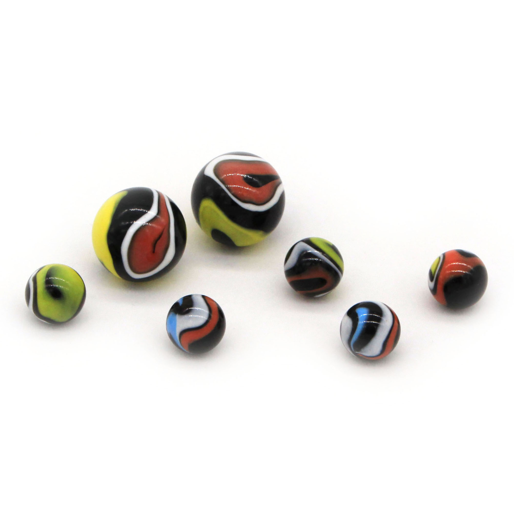 16mm and 25mm black round glass marbles