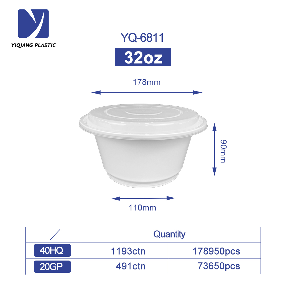 Yiqiang Manufacturer Black Disposable Plastic Microwaveable Bowl/Food Container