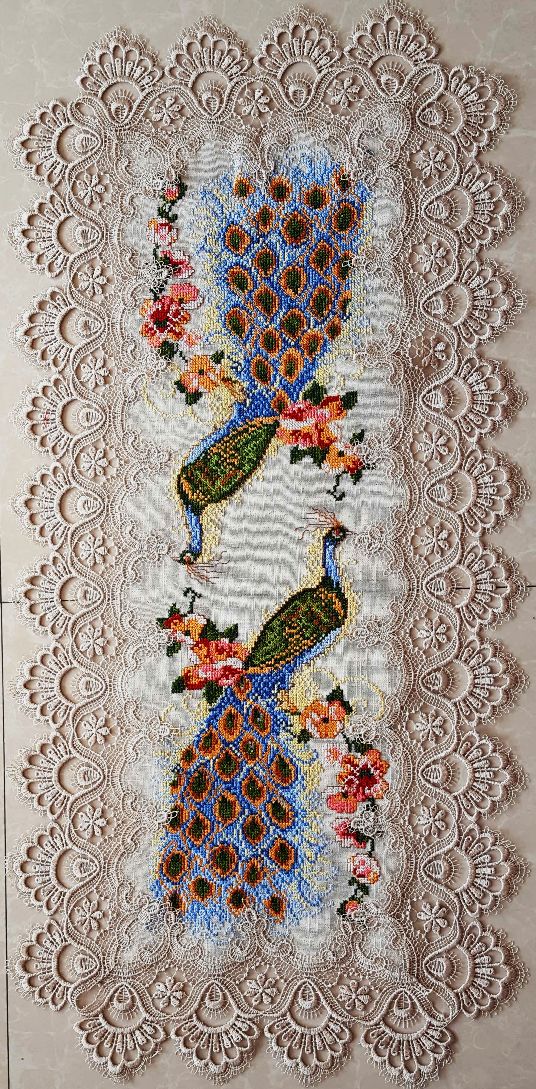 X STITCH EMBROIDERED TABLECLOTH with embroidery