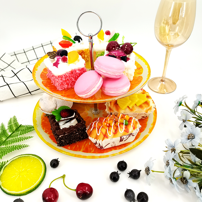 Two-tier glass cake plate