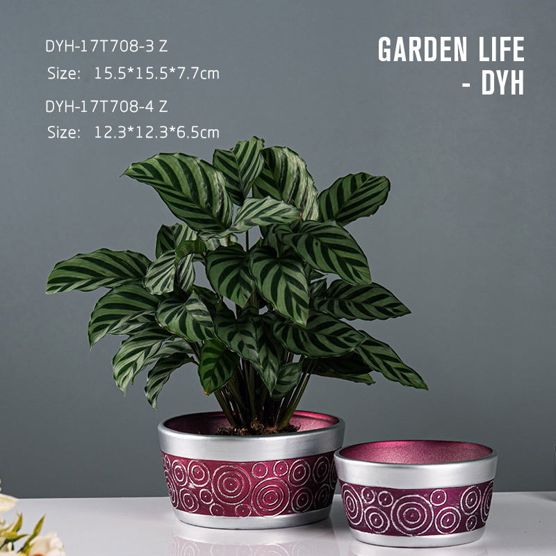 Fashionable and simple Christmas circle design ceramic flower pot