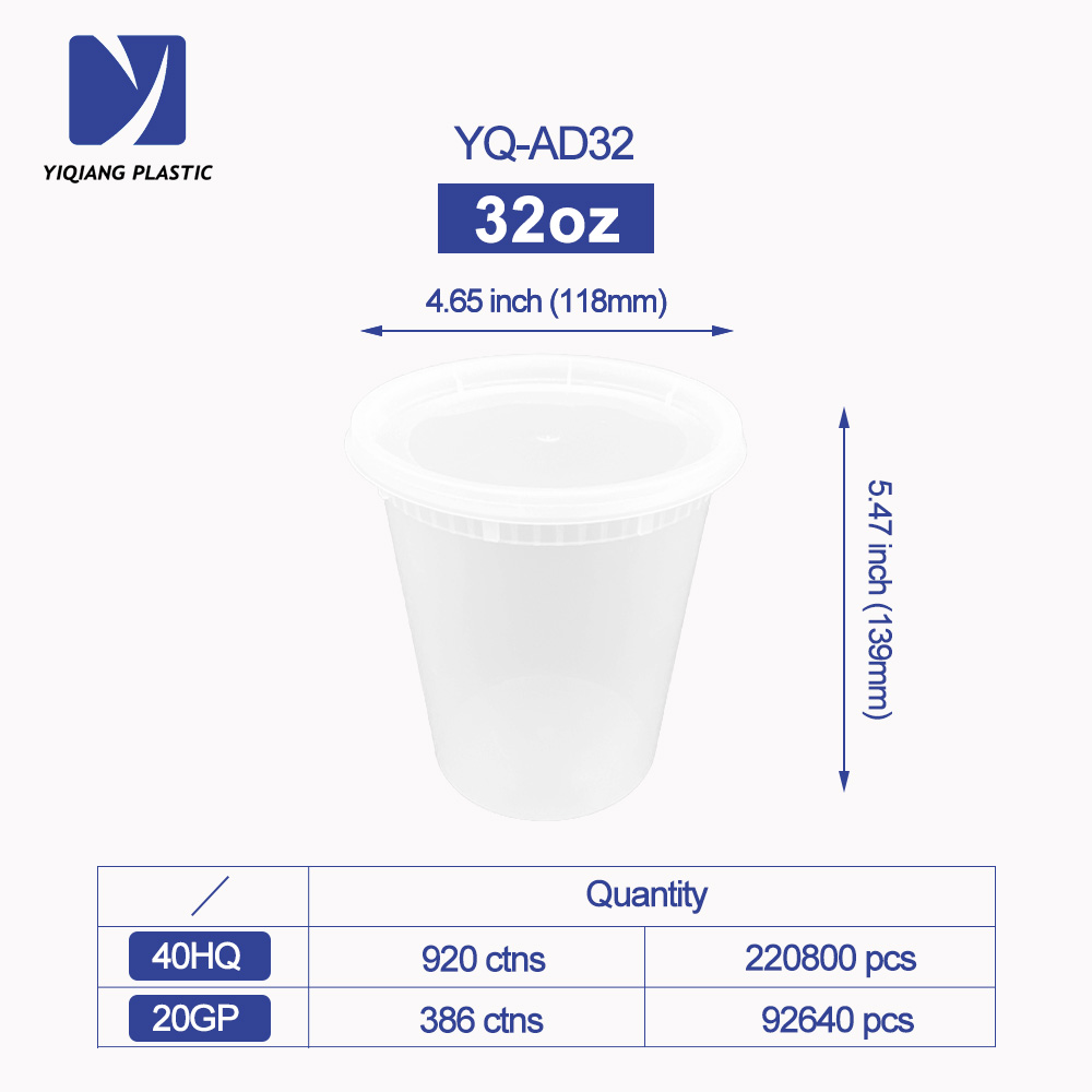 Yiqiang Manufacturer Disposable Plastic Round Commercial Deli Food Storage Containers with Lids