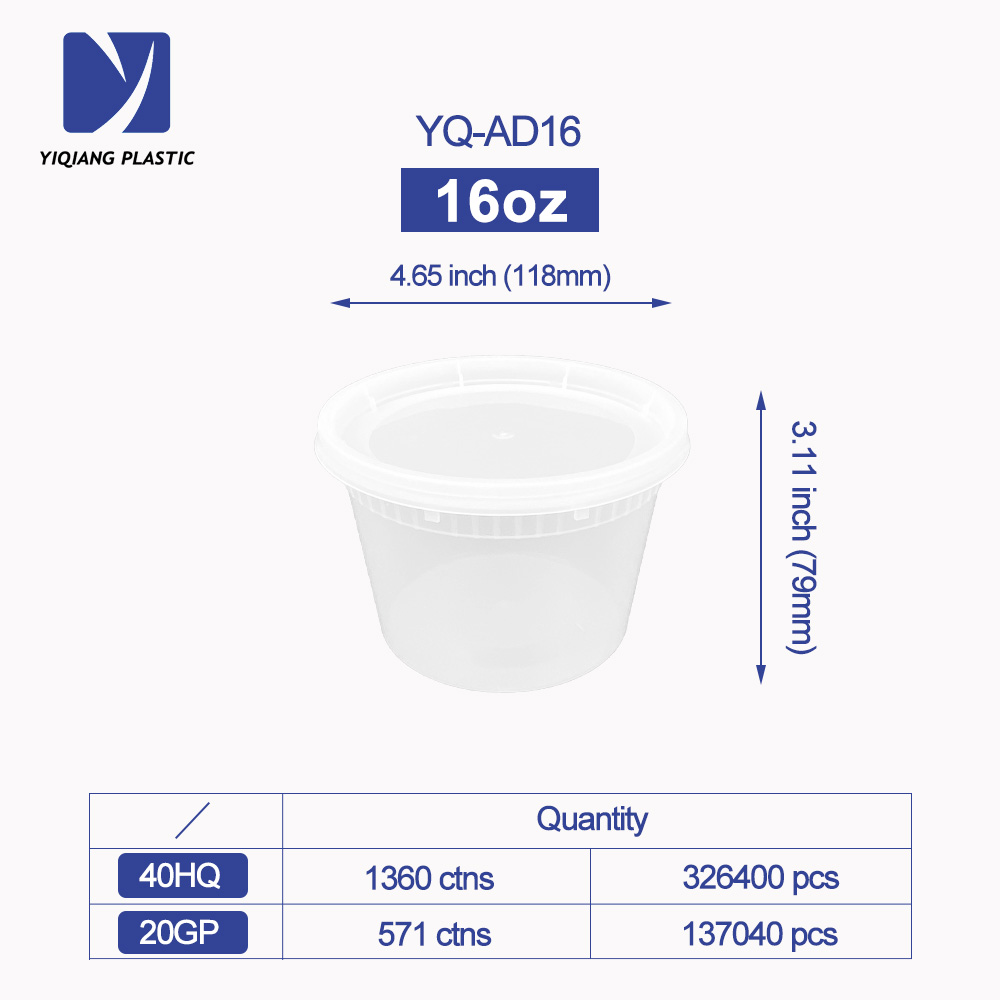 Yiqiang Manufacturer Disposable Plastic Round Commercial Deli Food Storage Containers with Lids