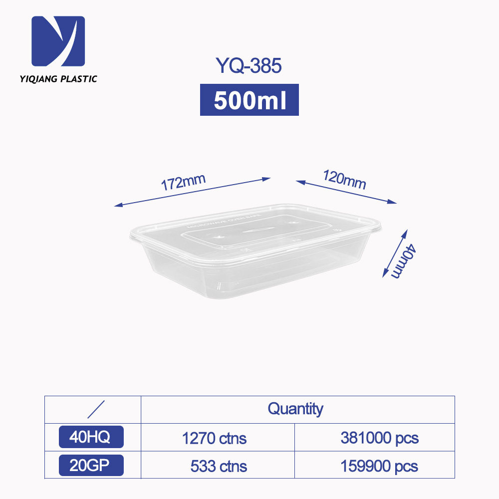 Yiqiang Manufacturer Transparent Rectangular Disposable Microwaveable Food Container