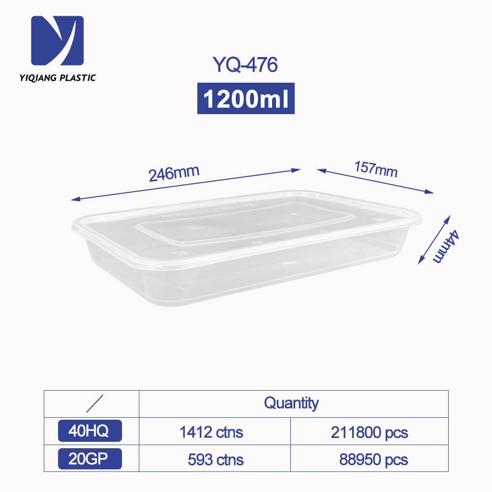 China Canton Fair Yiqiang 476 Disposable Plastic Storage Takeaway Microwavable Rectangular Food Container Box Factory