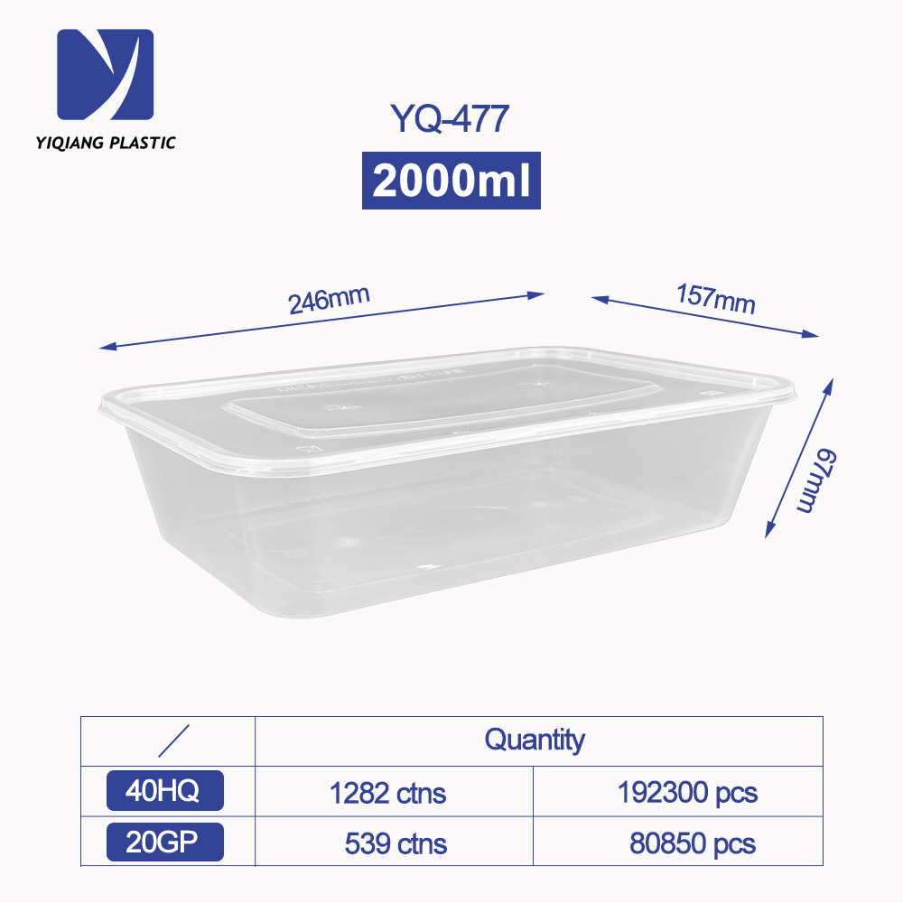 China Canton Fair Yiqiang 477 Disposable Plastic Storage Takeaway Microwavable Rectangular Food Container Box Factory