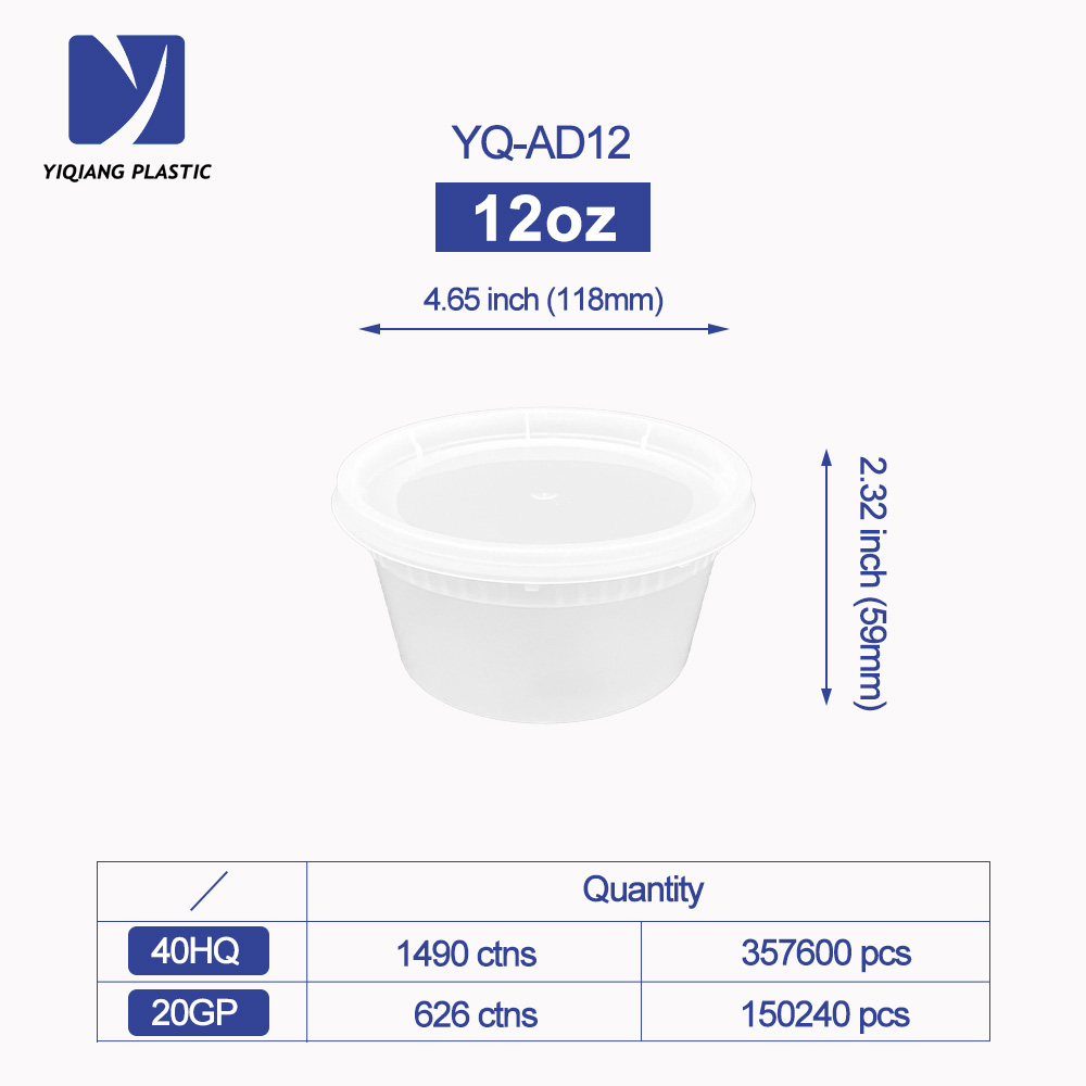 Yiqiang Manufacturer Disposable Plastic Round Commercial Deli Food Storage Containers with Lids