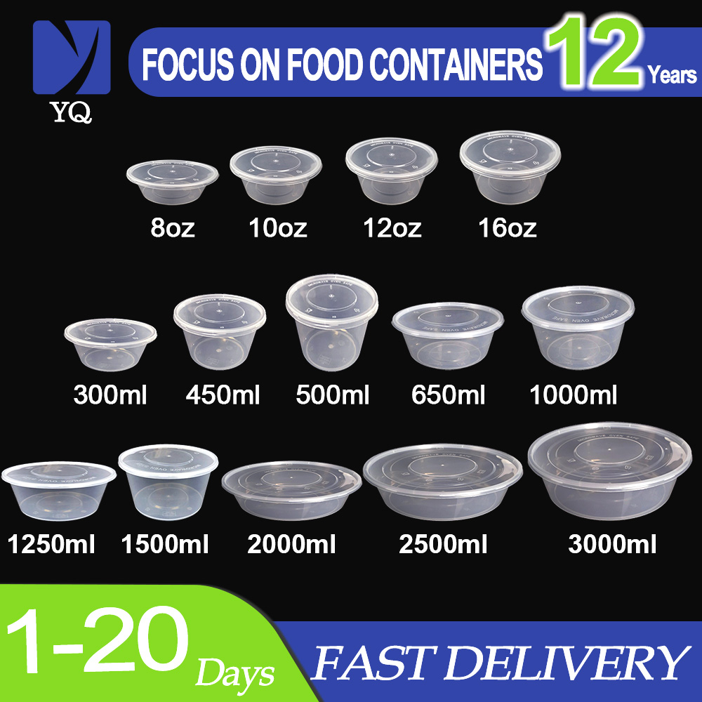 Yiqiang Disposable Plastic Storage Takeaway Microwavable Round Food Container Box Factory