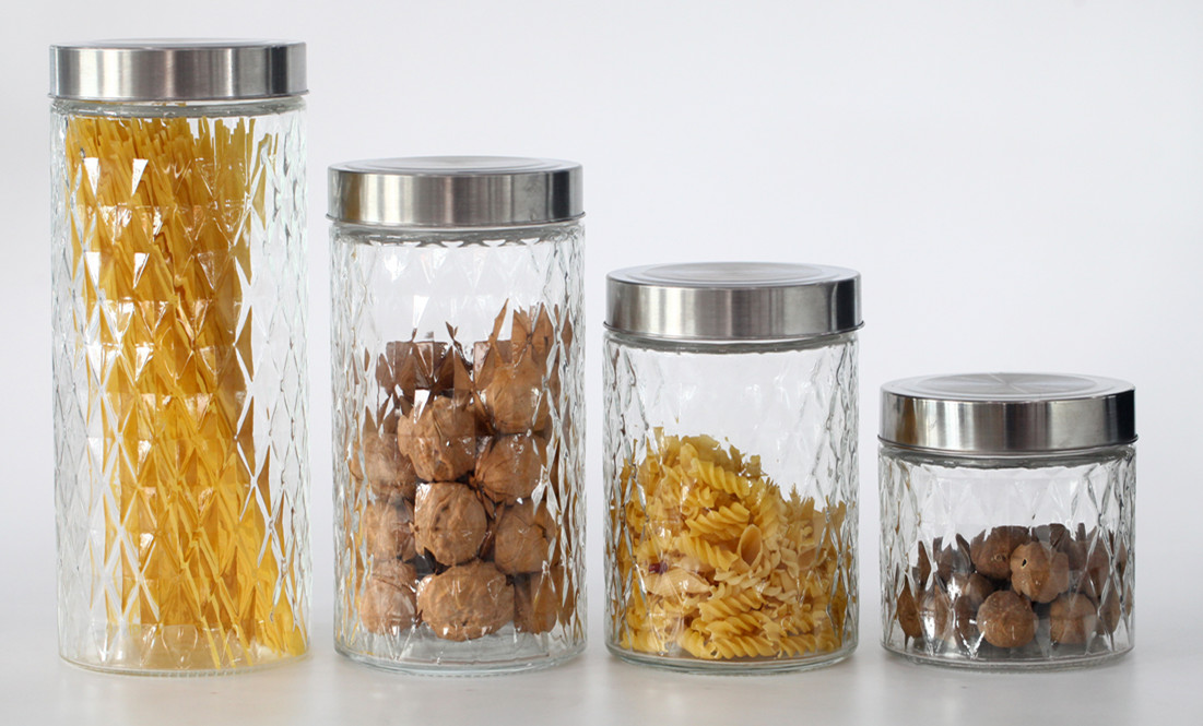 4pcs glass canister set with metal lid