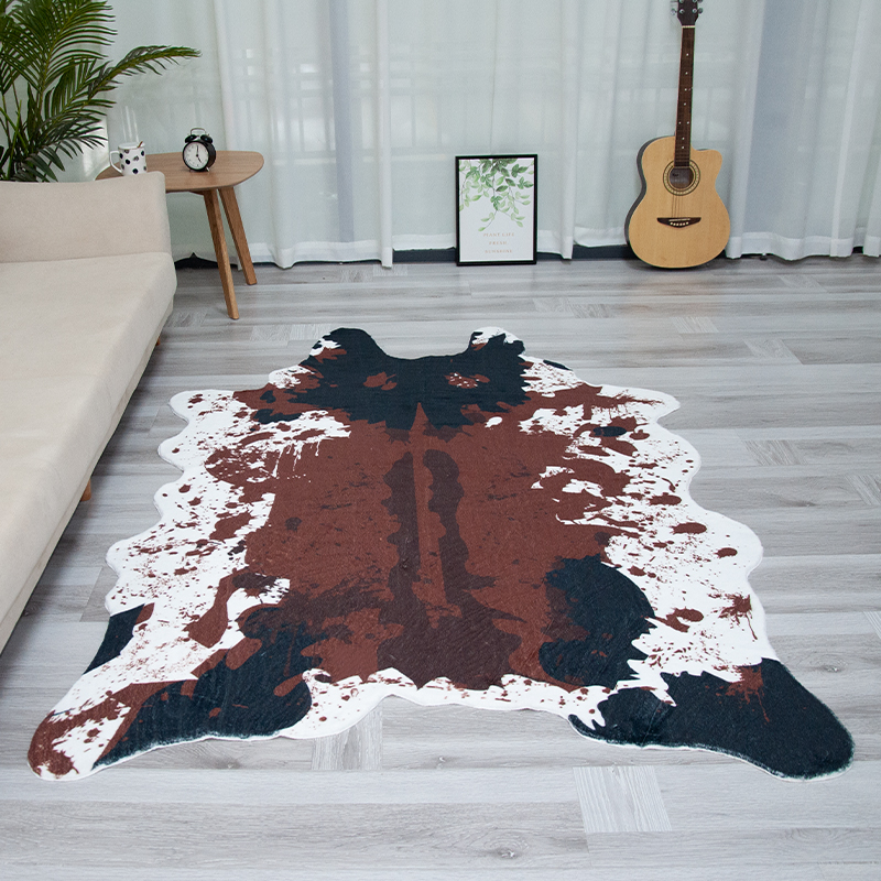 Faux fur carpets rabbit fur printing carpet decoration cowhide fur carpets and rugs