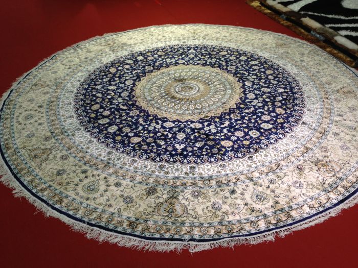 Persian splendor 10x10ft beige handmade round persian carpet for living room bedroom dinning room