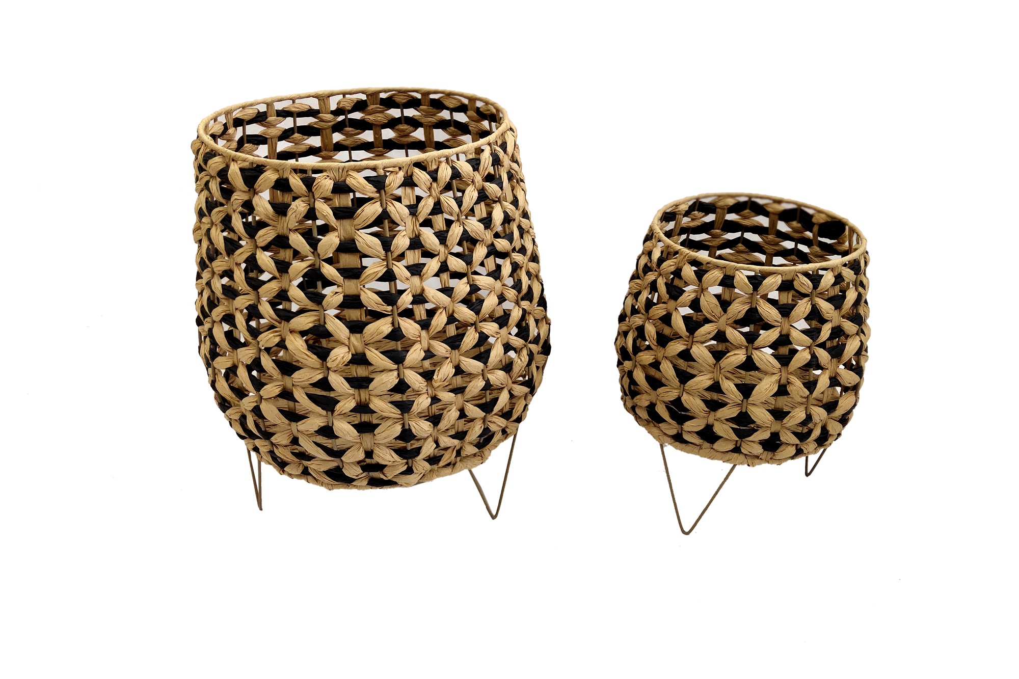Flower baskets with wooden legs