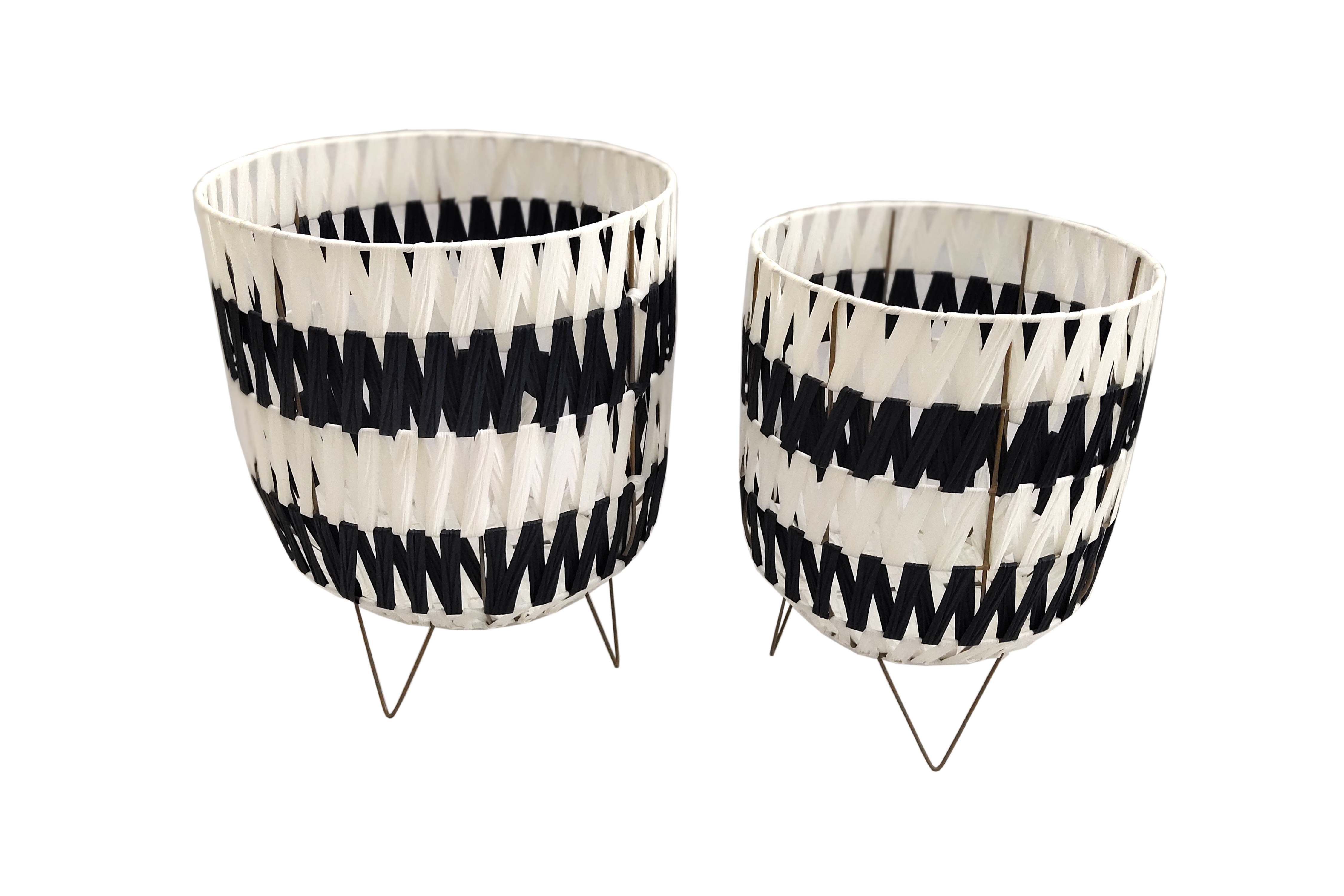 Flower baskets with wooden legs